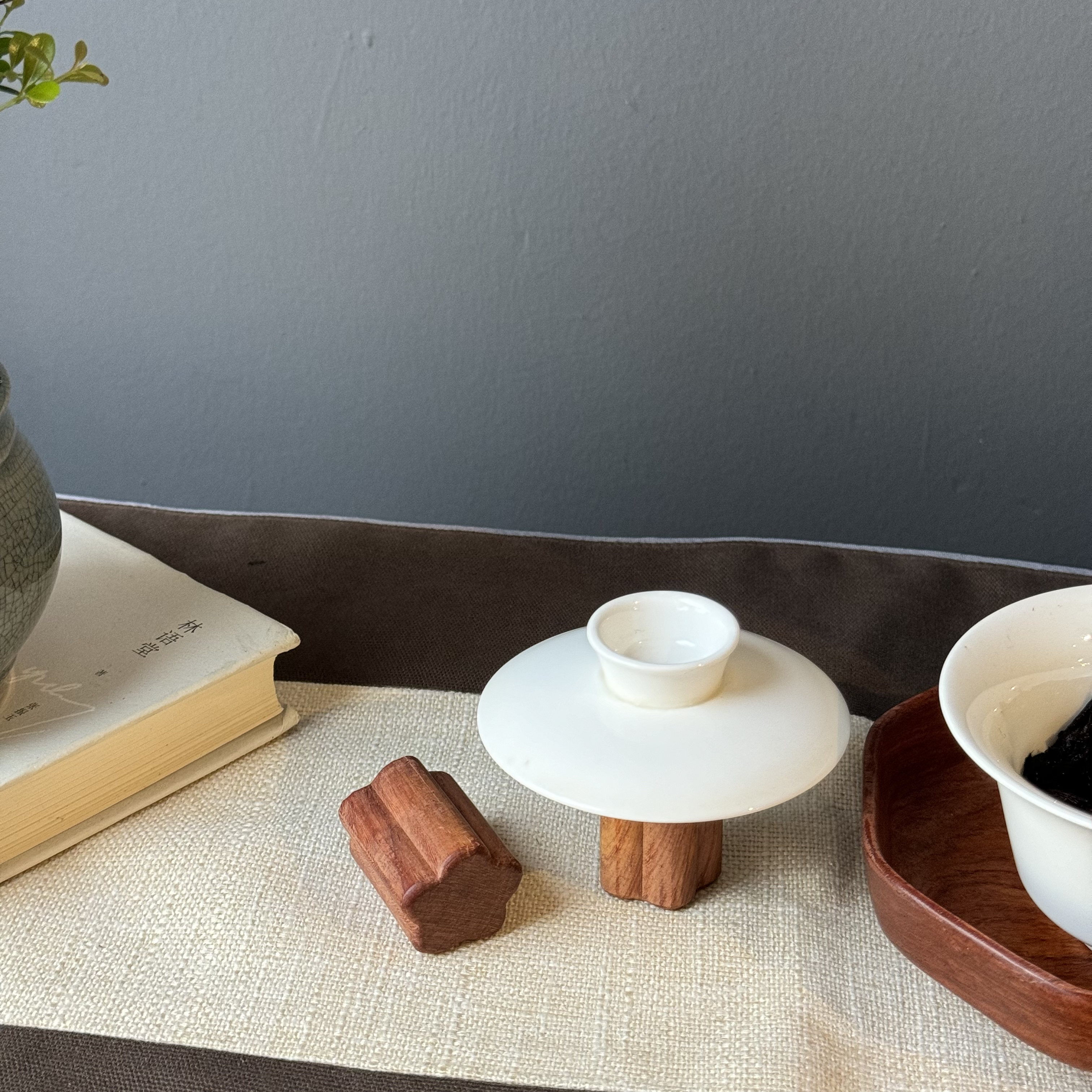 缅甸花梨缅甸酸枝红木盖置盖托茶具配件手工梅花