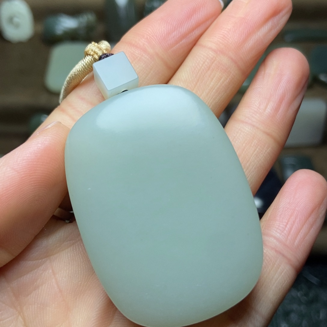 和田玉颈饰银S925镶嵌