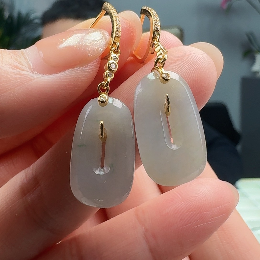 翡翠耳饰银S925镶嵌天然