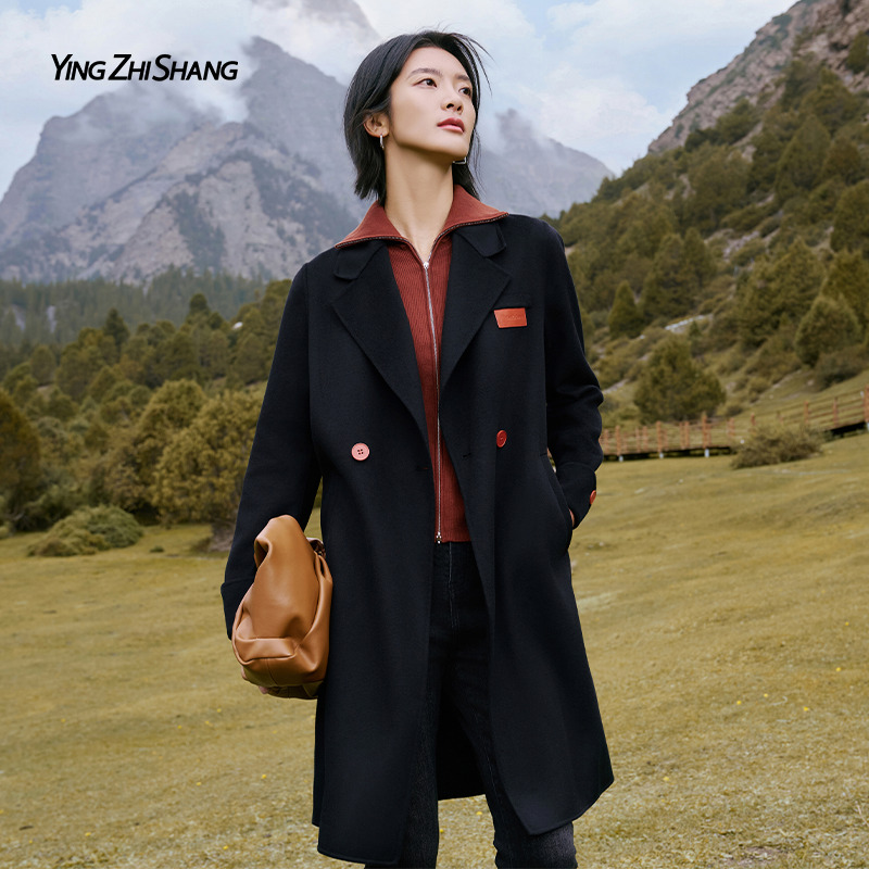 【陈数同款】赢智尚绵羊毛长款双面呢大衣女高档保暖秋冬新ZL00326