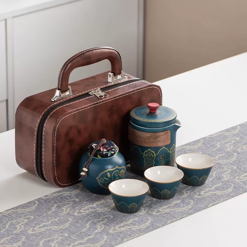 【蓝色】出差旅游快克杯茶具