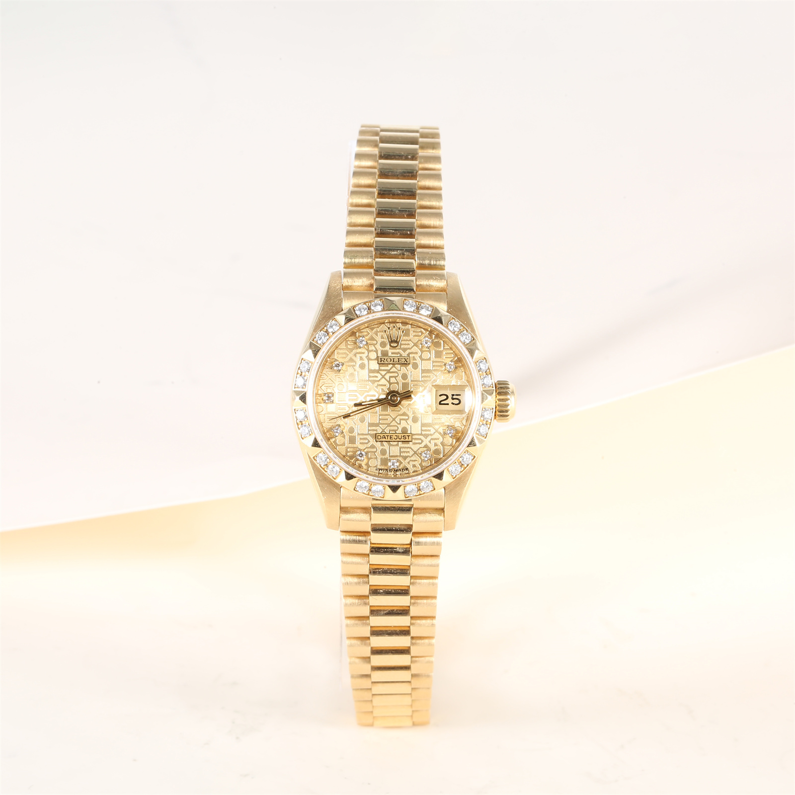 99新 Rolex/劳力士 小花6欢 女装日志型69258原钻机械腕表-26mm