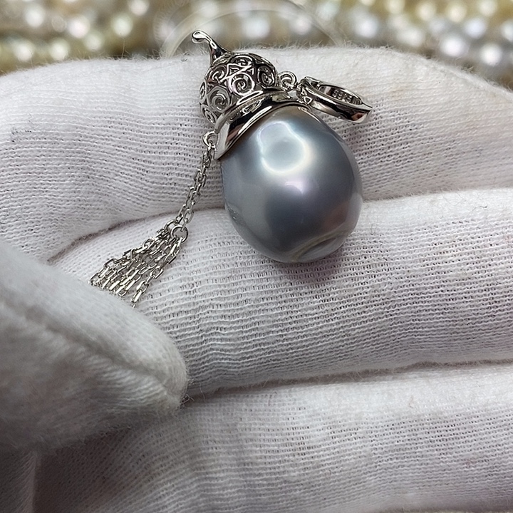 银S925镶嵌吊坠(不含链)海水珍珠