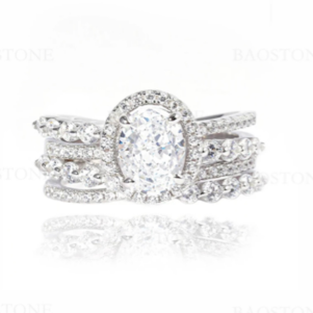 合金戒指 925银合成锆石戒指粉色轻奢百搭J230