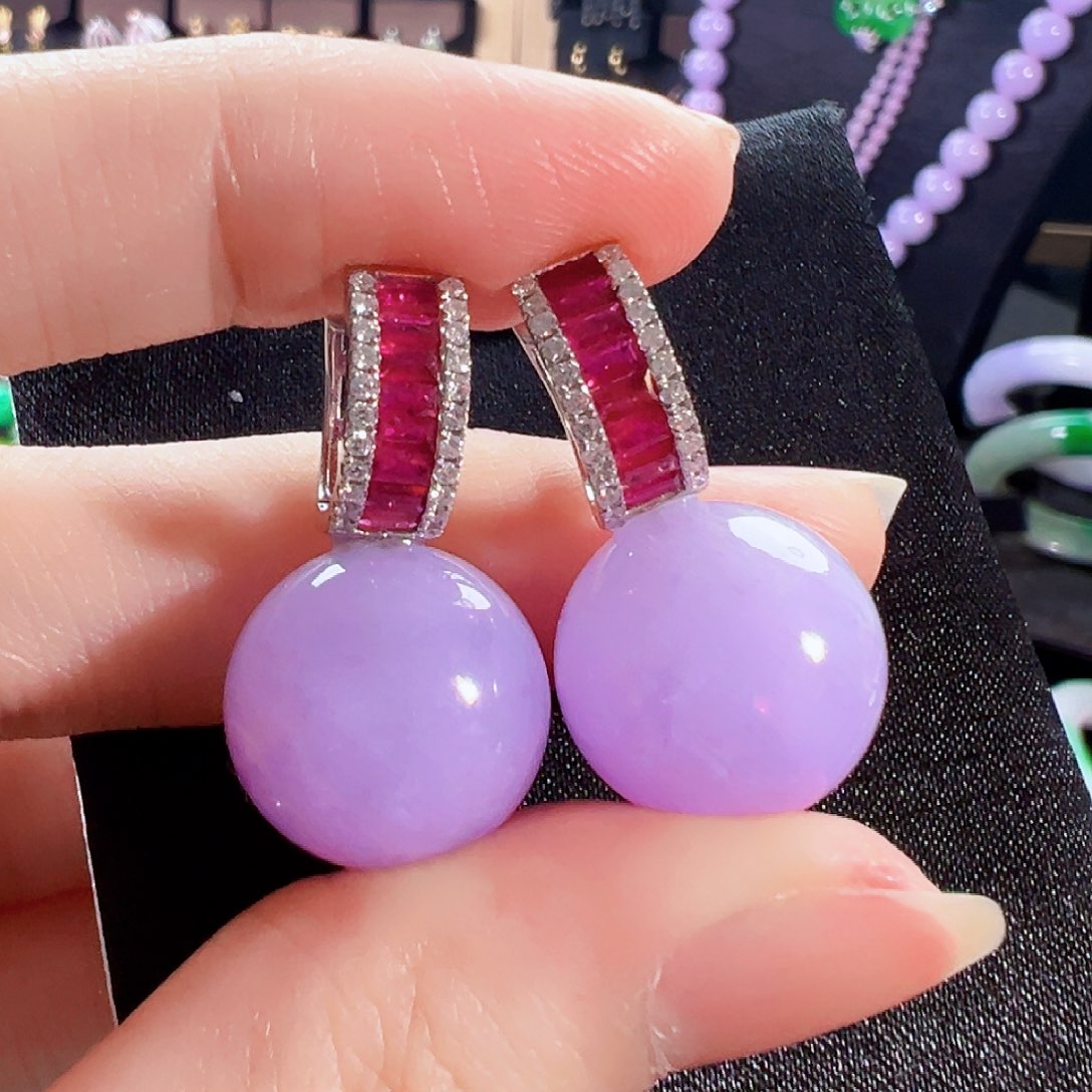 翡翠18K金镶嵌耳饰签收后24小时鉴赏期