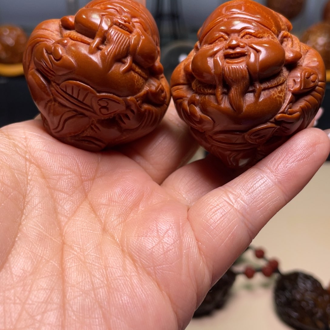 橄榄核手串/手链『**』四点四财神一对