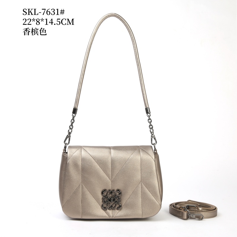 【LULU】SKL-7631-香槟色RAIN.CUN气质时尚百搭简约斜跨轻奢女包