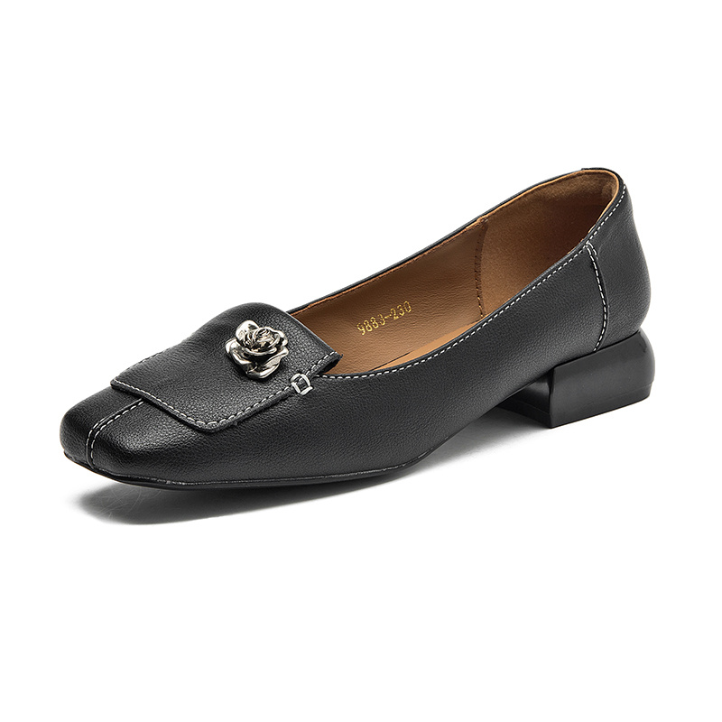 FerMan广货联名轻奢法式山茶花浅口真皮软底单鞋9883