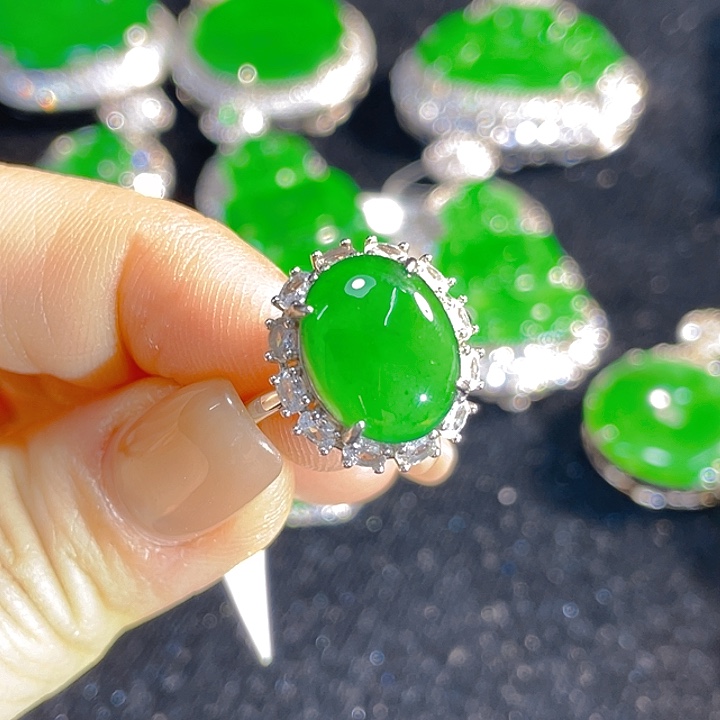 翡翠银S925镶嵌戒指翡翠