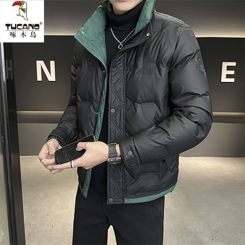 啄木鸟短款立领棉服男士时尚休闲潮流韩版立领帅气棉衣夹克外套男