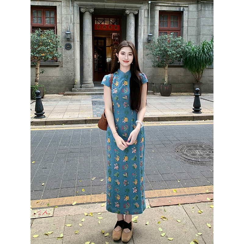 凌茜【花朝】国风新中式藏肉显瘦优雅长裙气质温婉高级旗袍连衣裙