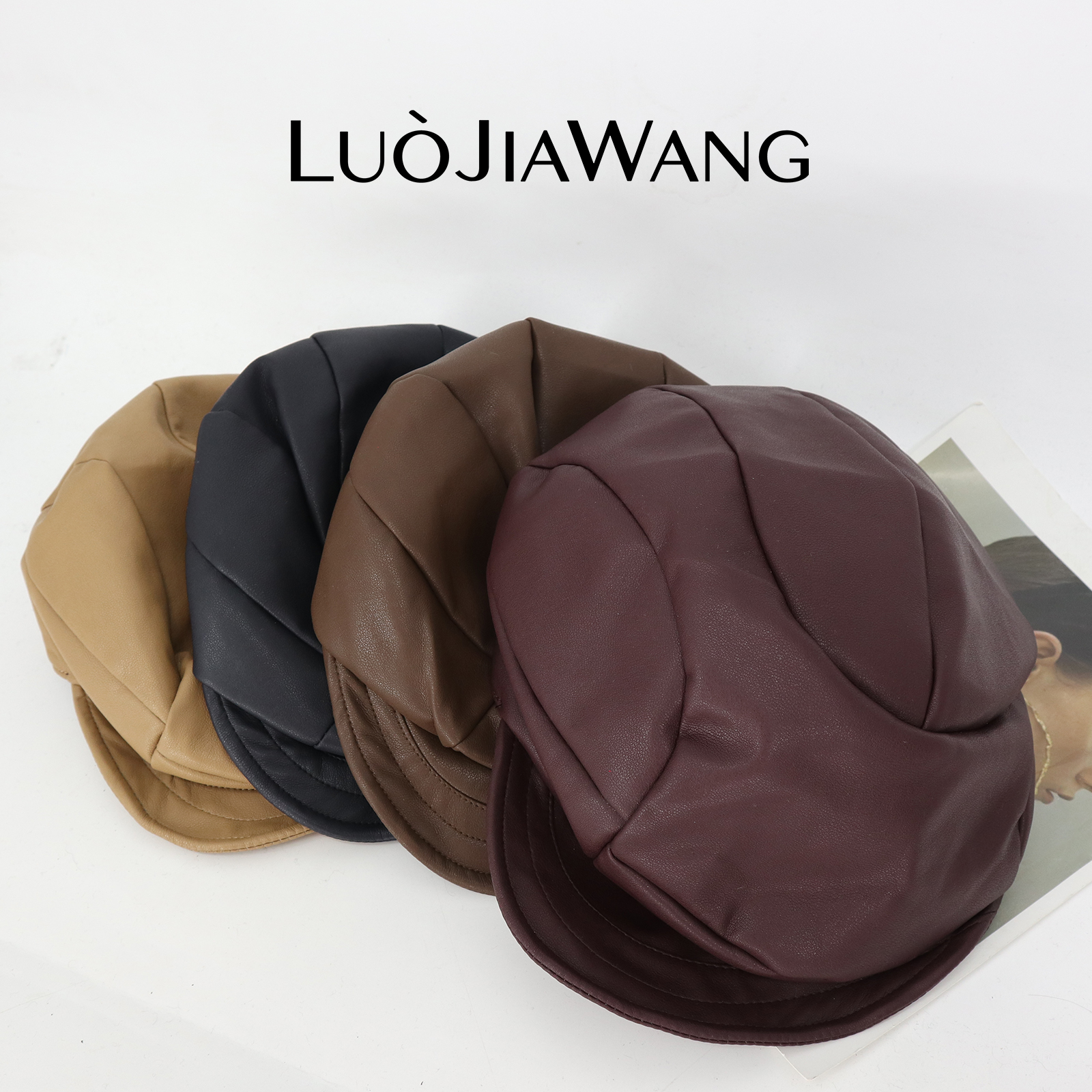 PU复古时髦日系贝雷帽LUOJIAWANG