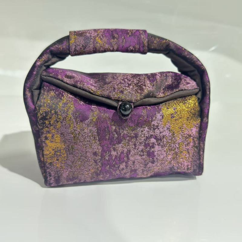 紫金洒金 收纳包 紫色手提包  织锦茶道器具