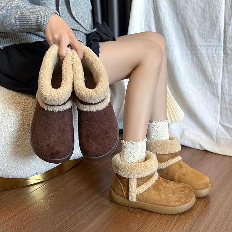 时尚雪地靴冬季加厚保暖皮毛一体短筒棉靴软底女鞋靴子绒面冬季