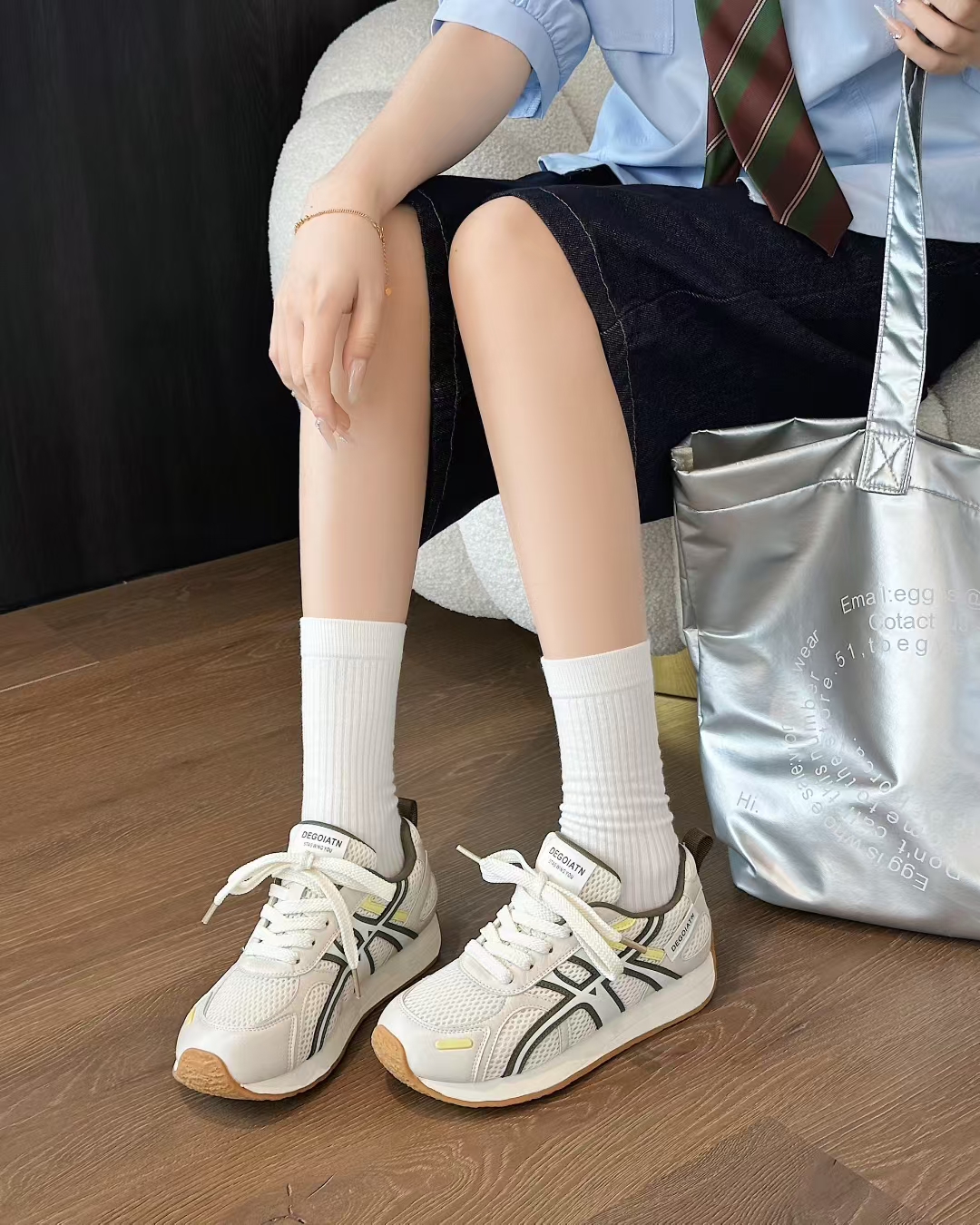 网面透气复古厚底款真皮阿甘休闲鞋女2025夏季新款增高内运动轻便