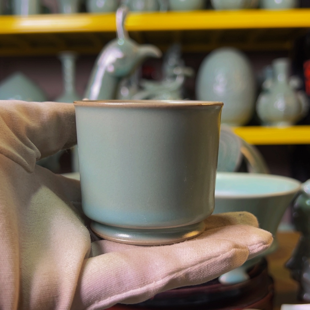 杯子仿古釉瑕疵杯子汝瓷