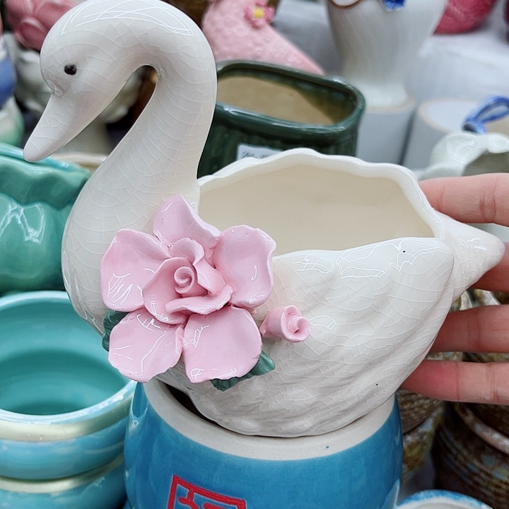 多肉绿植陶瓷花盆9.9包邮，有孔