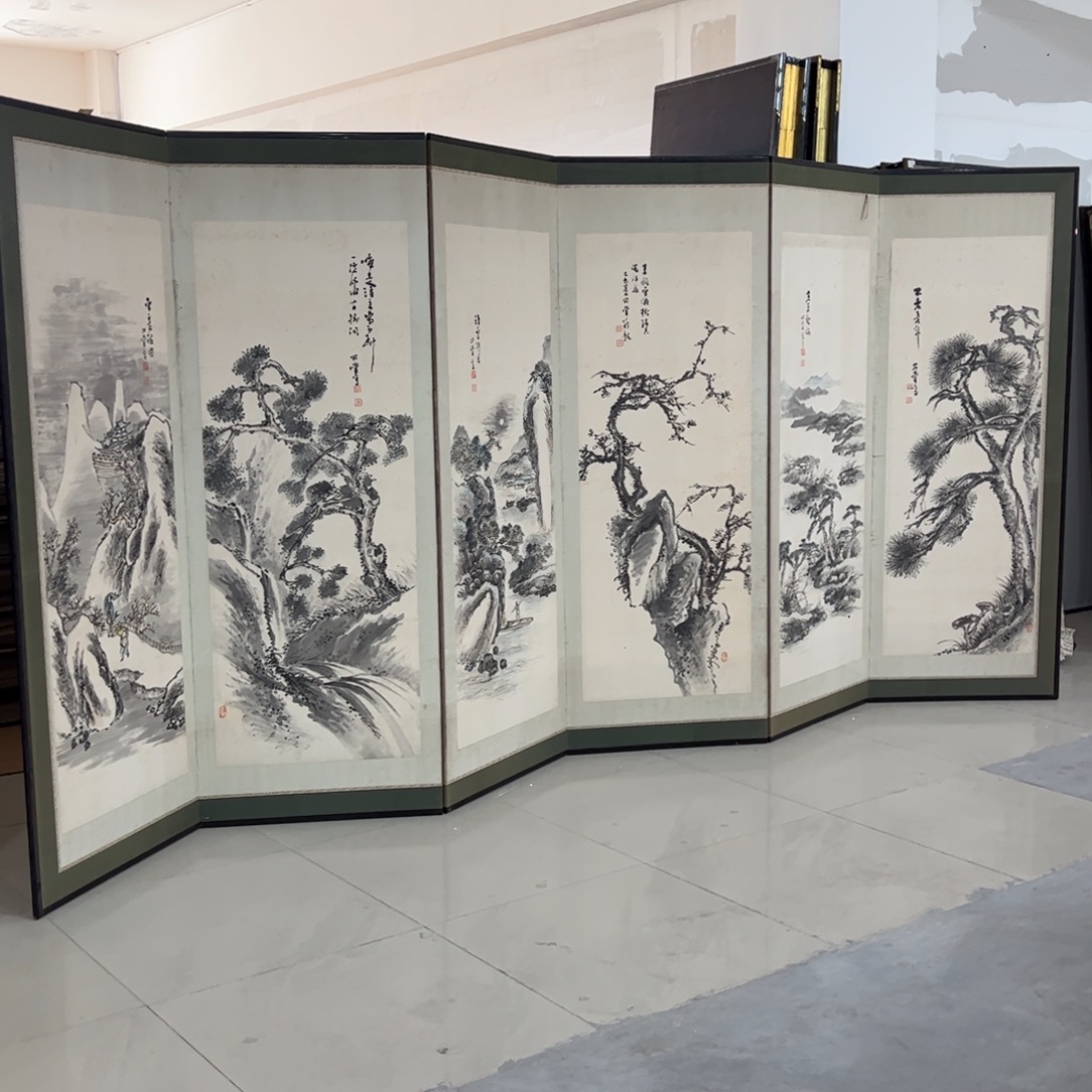 绘画屏风框画茶空间设计