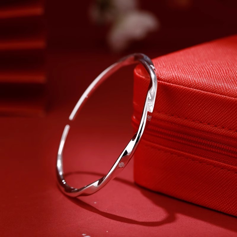 足银手镯 梦祥银足银莫比乌斯环女学生实心时尚手镯【电商款】