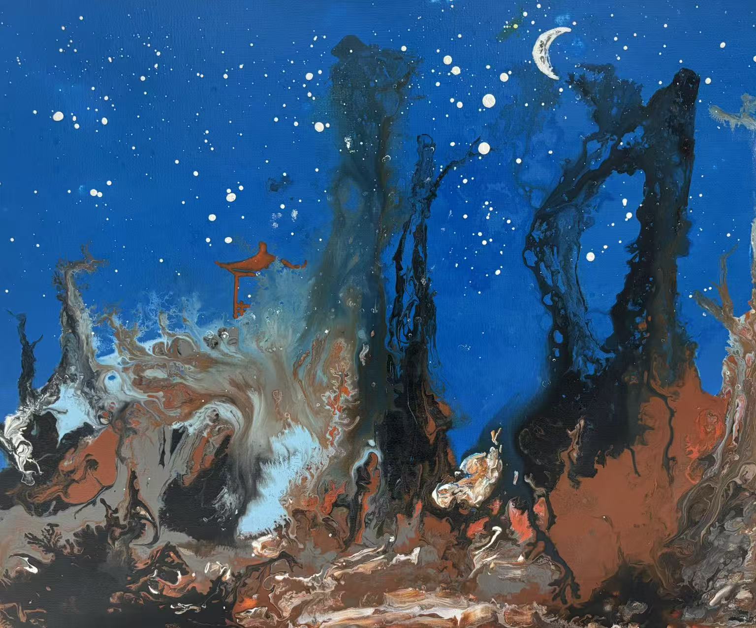 方再树宁静的夜晚装饰画