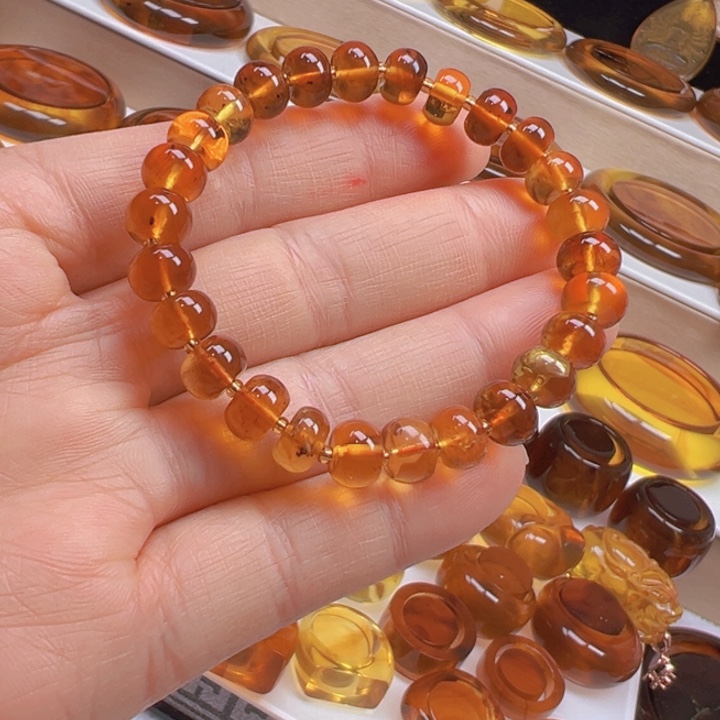 琥珀手链未镶嵌天然缅甸琥珀手串6.克