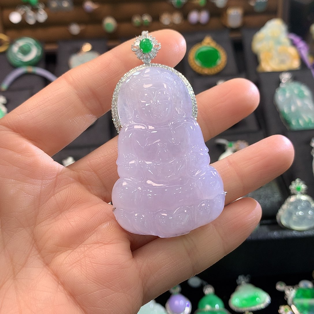 翡翠颈饰18K金镶嵌观音