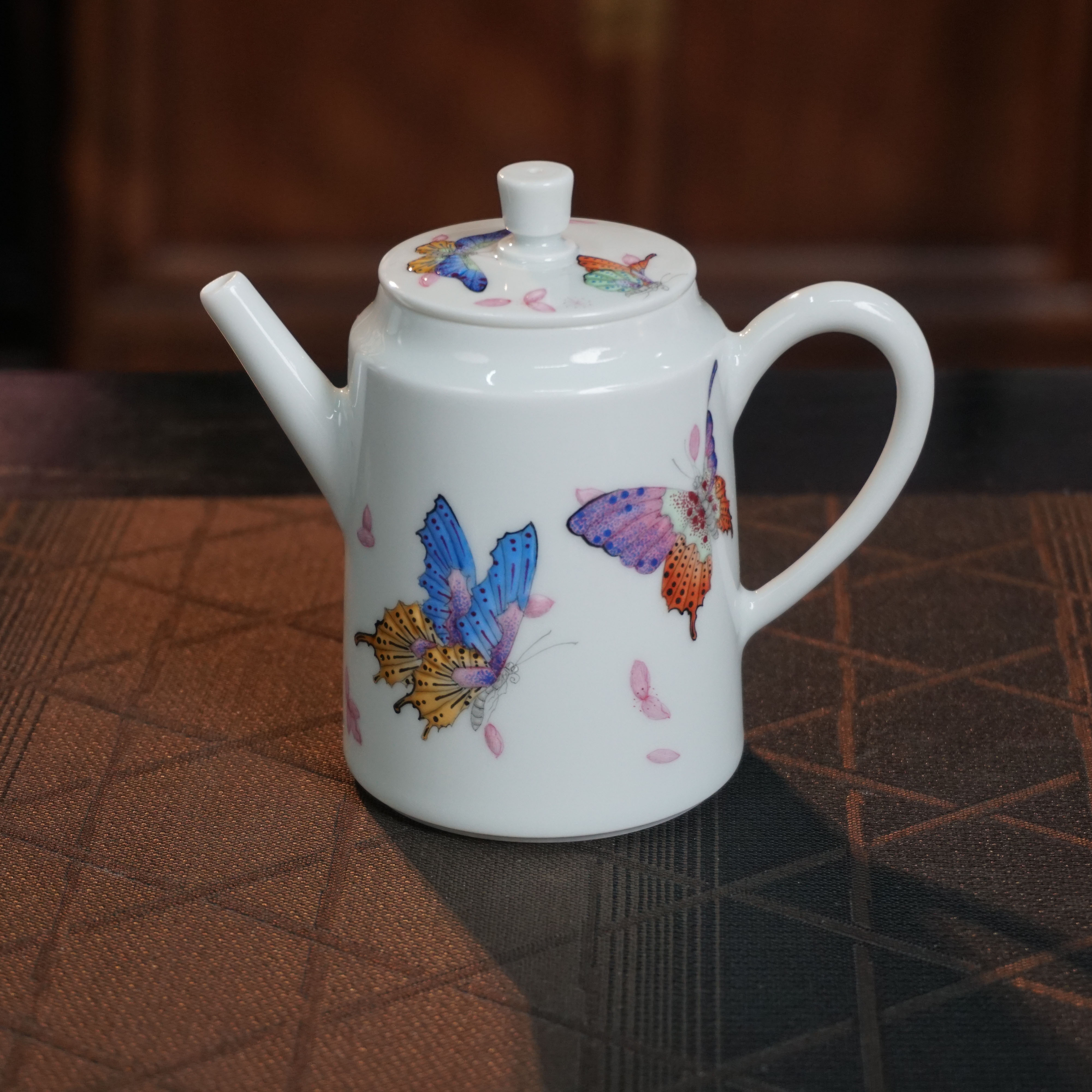 景德镇纯手绘高端粉彩蝴蝶茶壶200ml-85208不含杯-蝶恋花复古