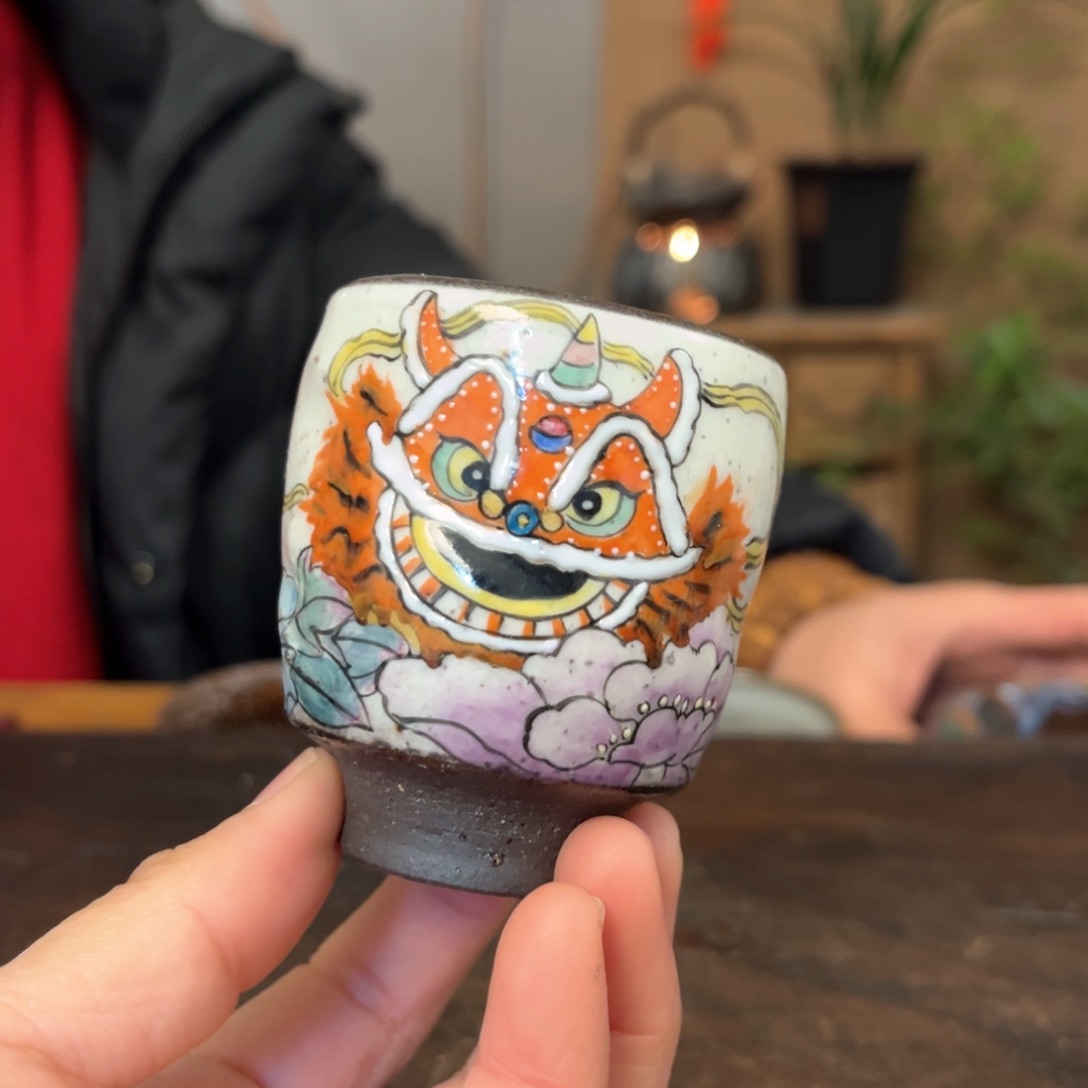 杯景德镇柴烧手绘被