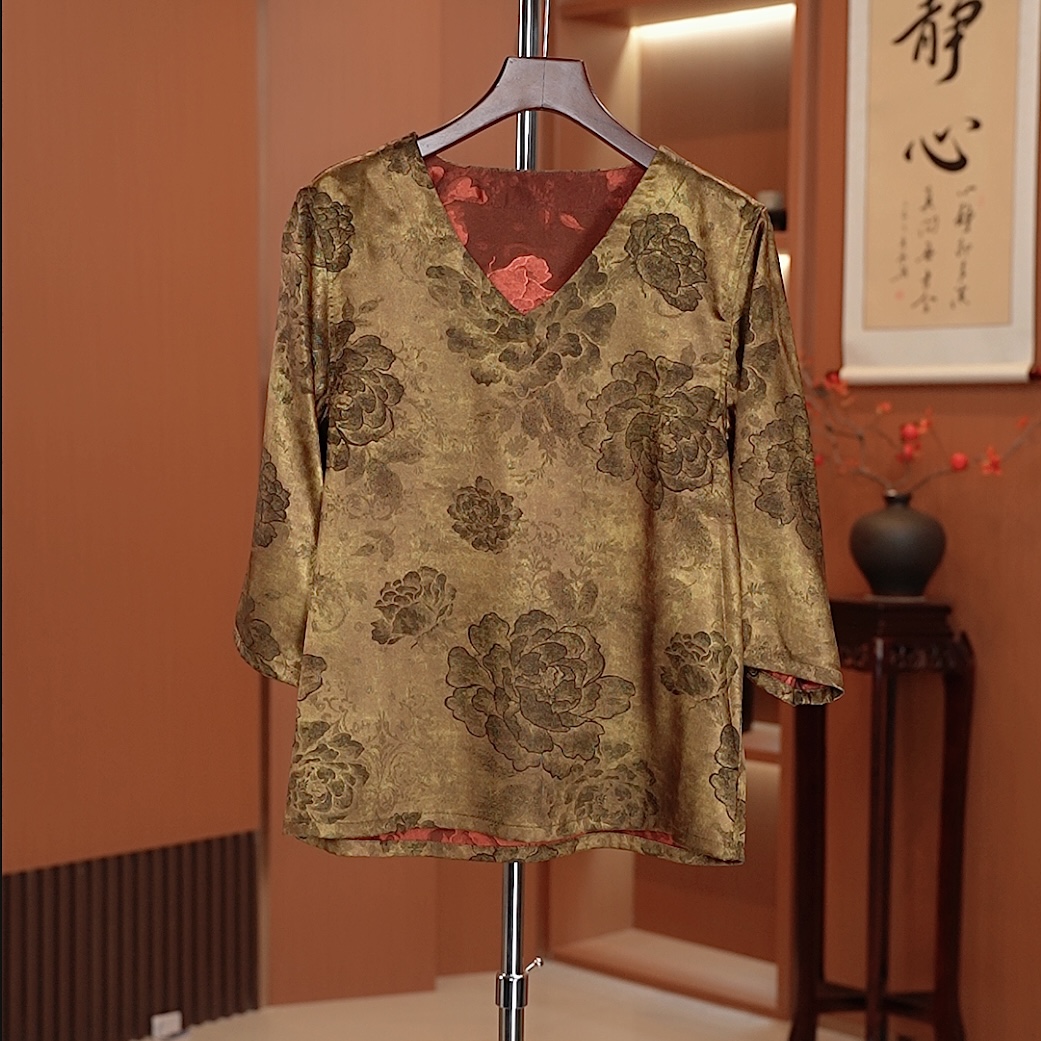 [琉璃-双穿]香云纱色织大提花双面双穿上衣
