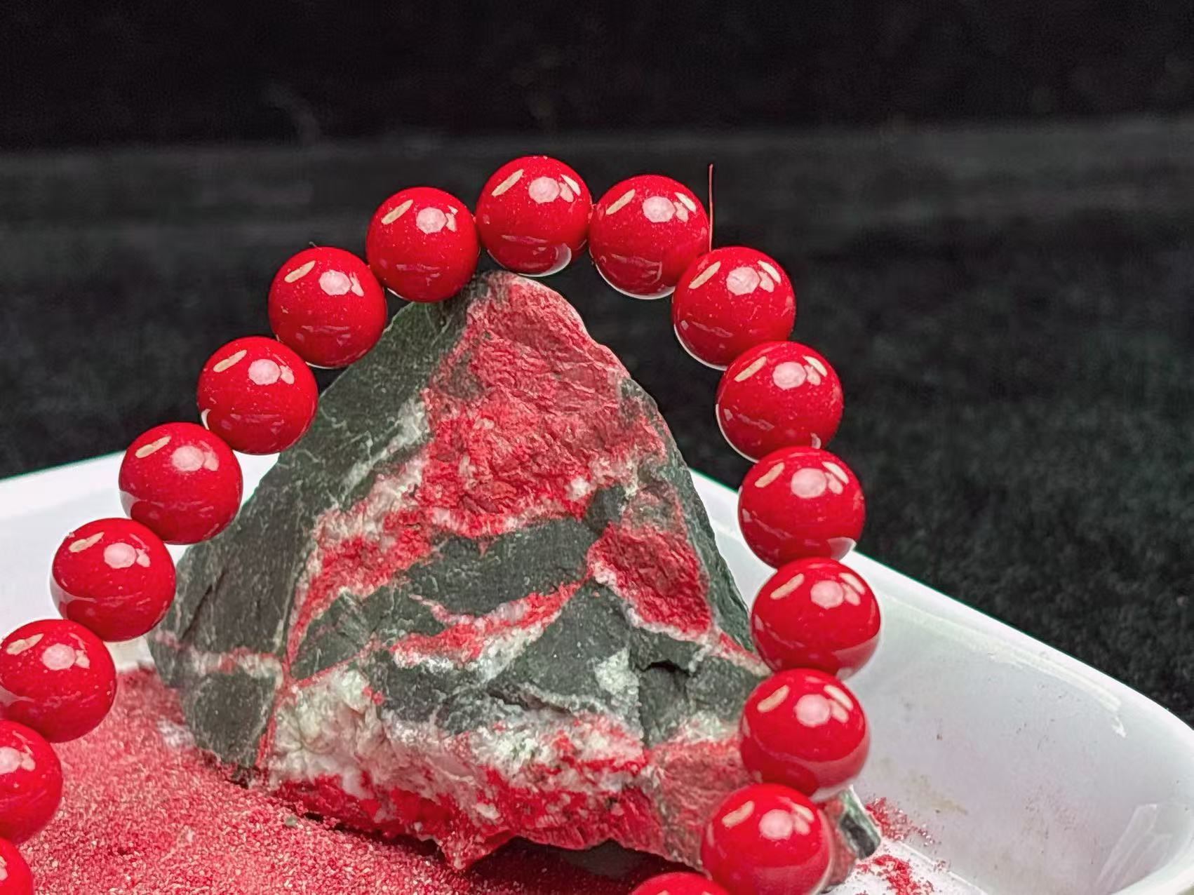 含辰砂工艺品天然红晶砂8mm 男女同款 （万山产业园直发）