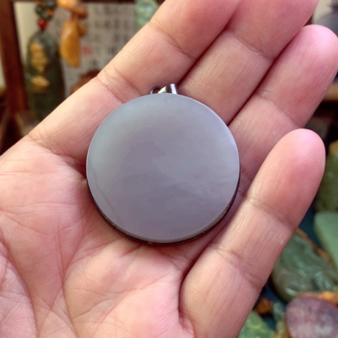 和田玉颈饰银S925镶嵌