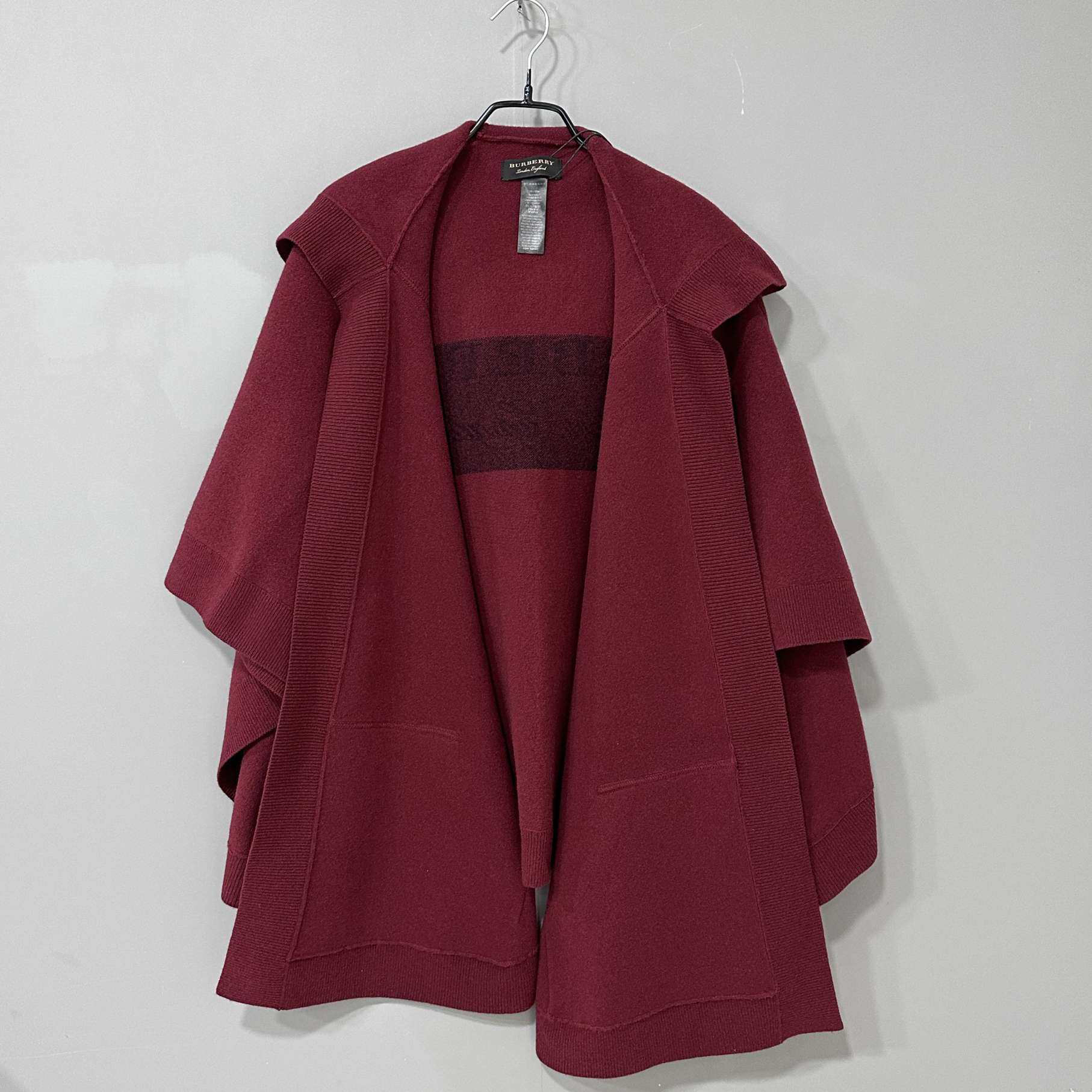 99新 BURBERRY/博柏利 酒红色羊毛披肩 Burberry /均码/26825