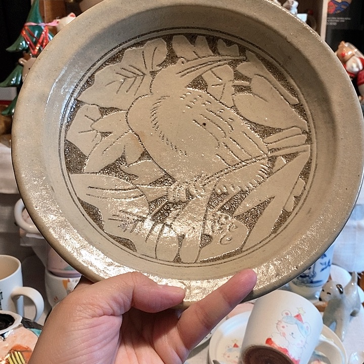 手工刀刻大陶胎盘子