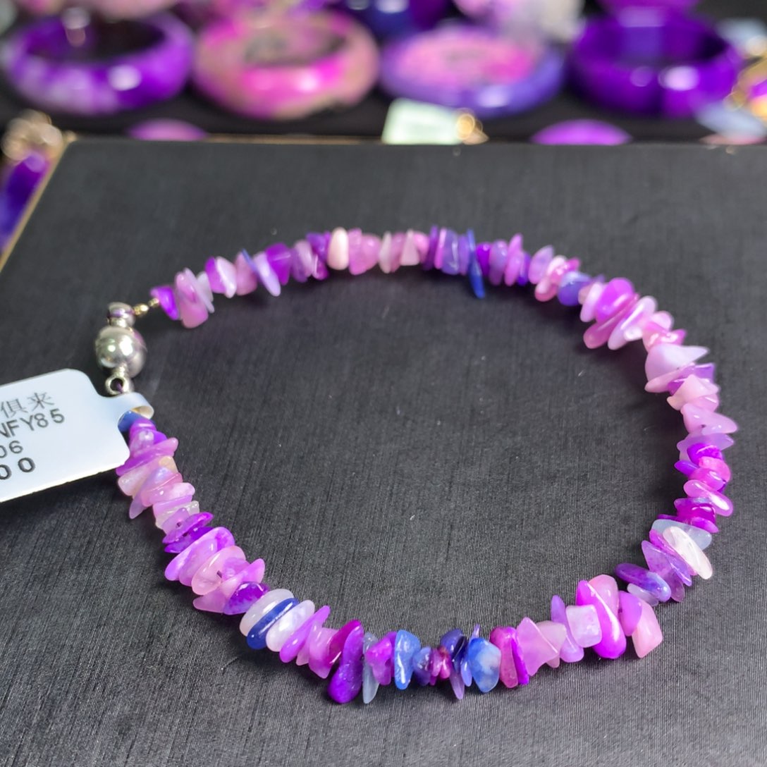 苏纪石（舒俱来）冰透樱花紫手链未镶嵌