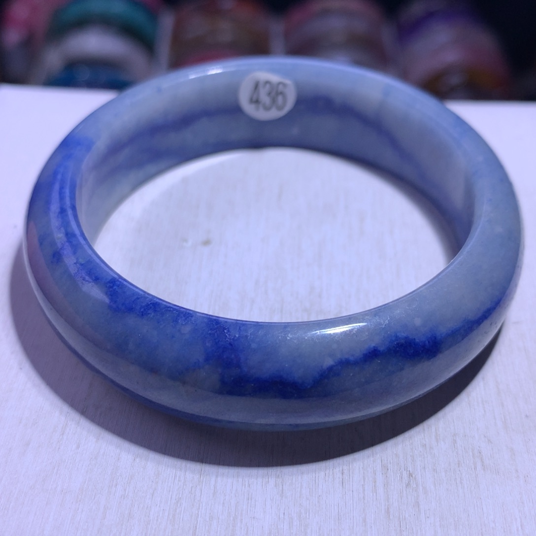 水晶手镯银S925镶嵌蓝线58.3圈436