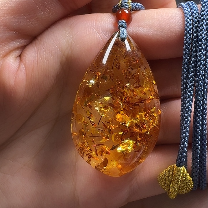 琥珀（花珀）银S925镶嵌吊坠(不含链)吊坠