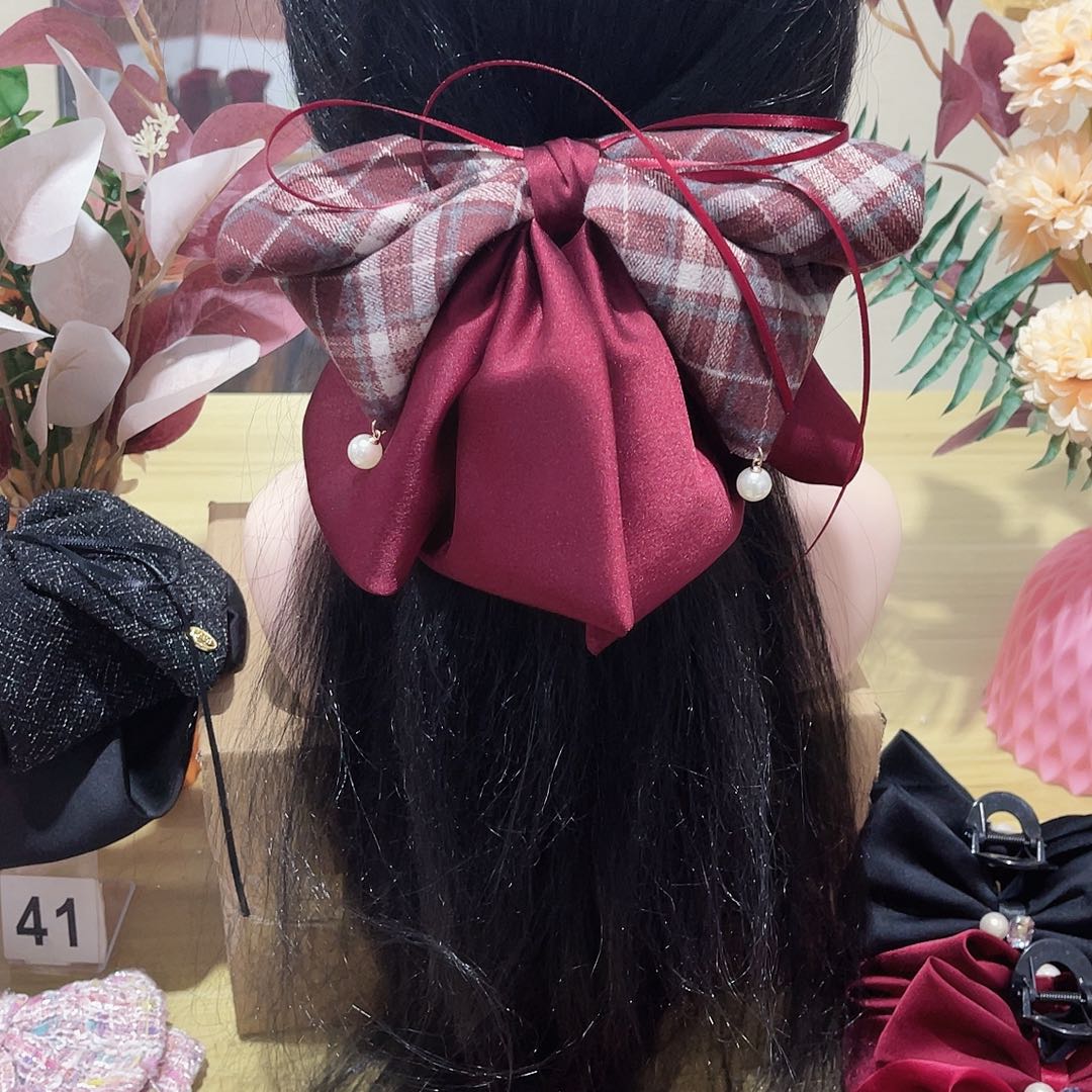 皮质铁合金蝴蝶结发夹