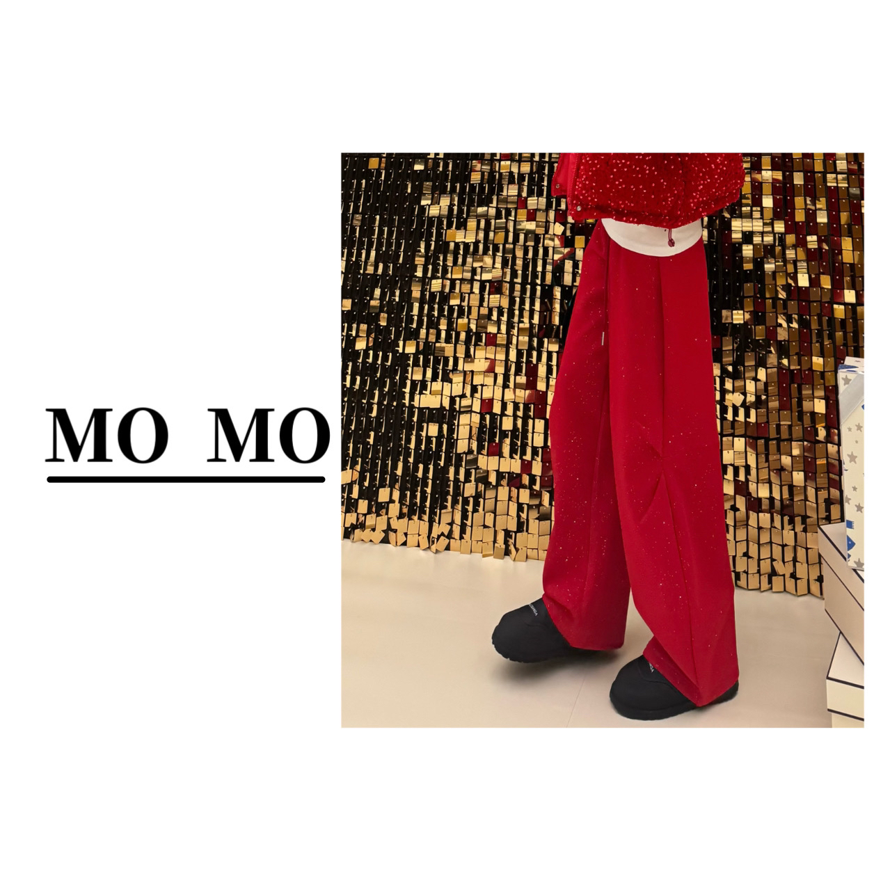 MOMO【亮闪闪·休闲裤】2025新款细闪直筒裤百搭宽松高级感松紧腰