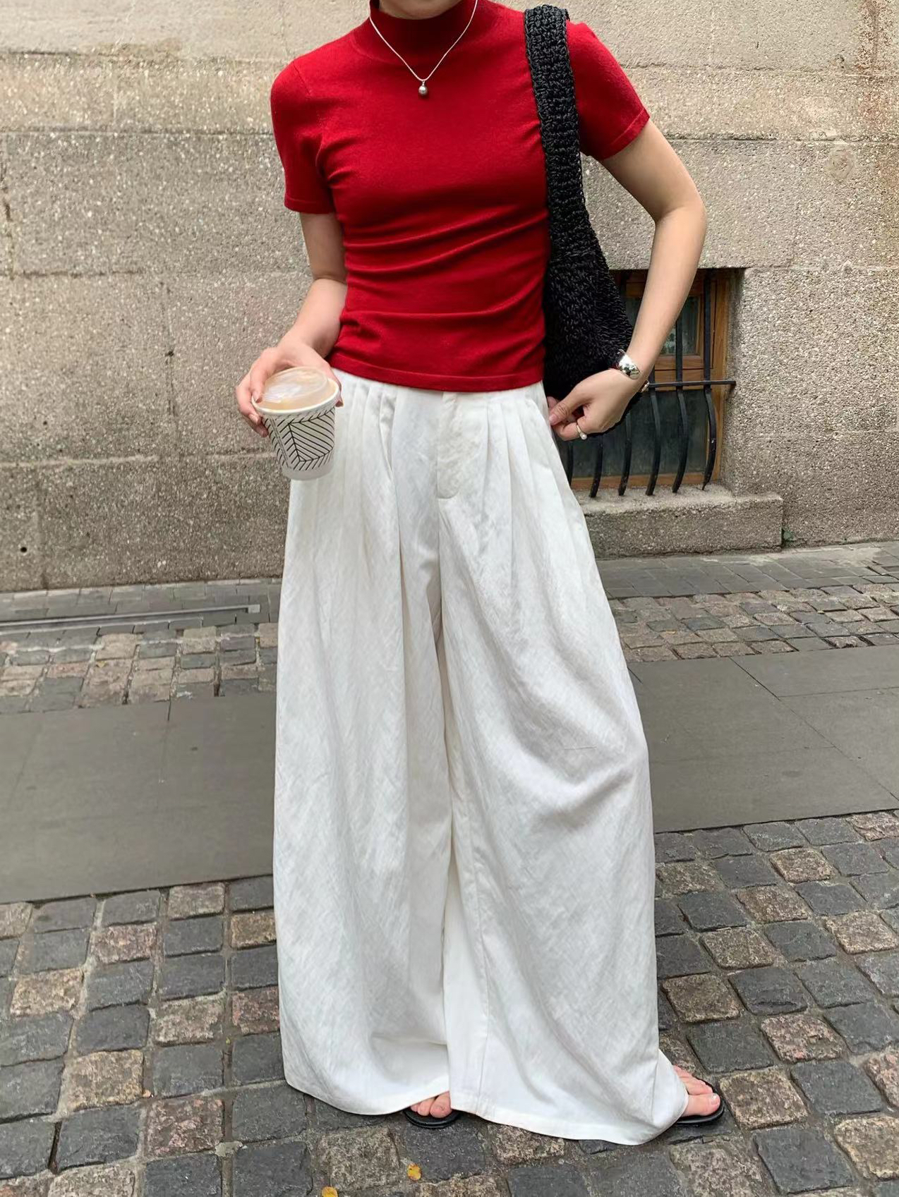 [ZJ STUDIO]夏季新款极简肌肌感面料阔腿裤