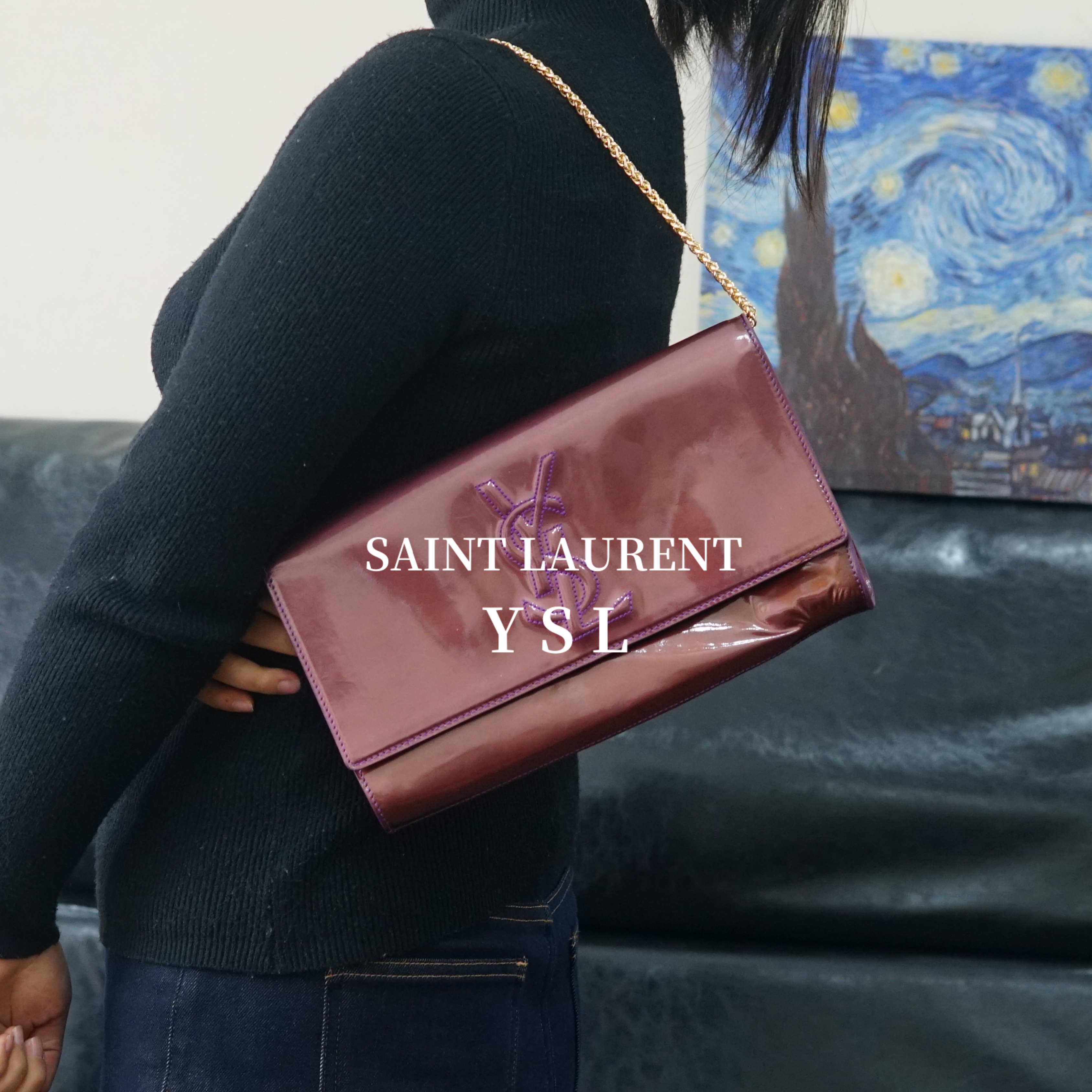 95新 YSL/圣罗兰 紫粉色单肩包/F3HD12506062/6062