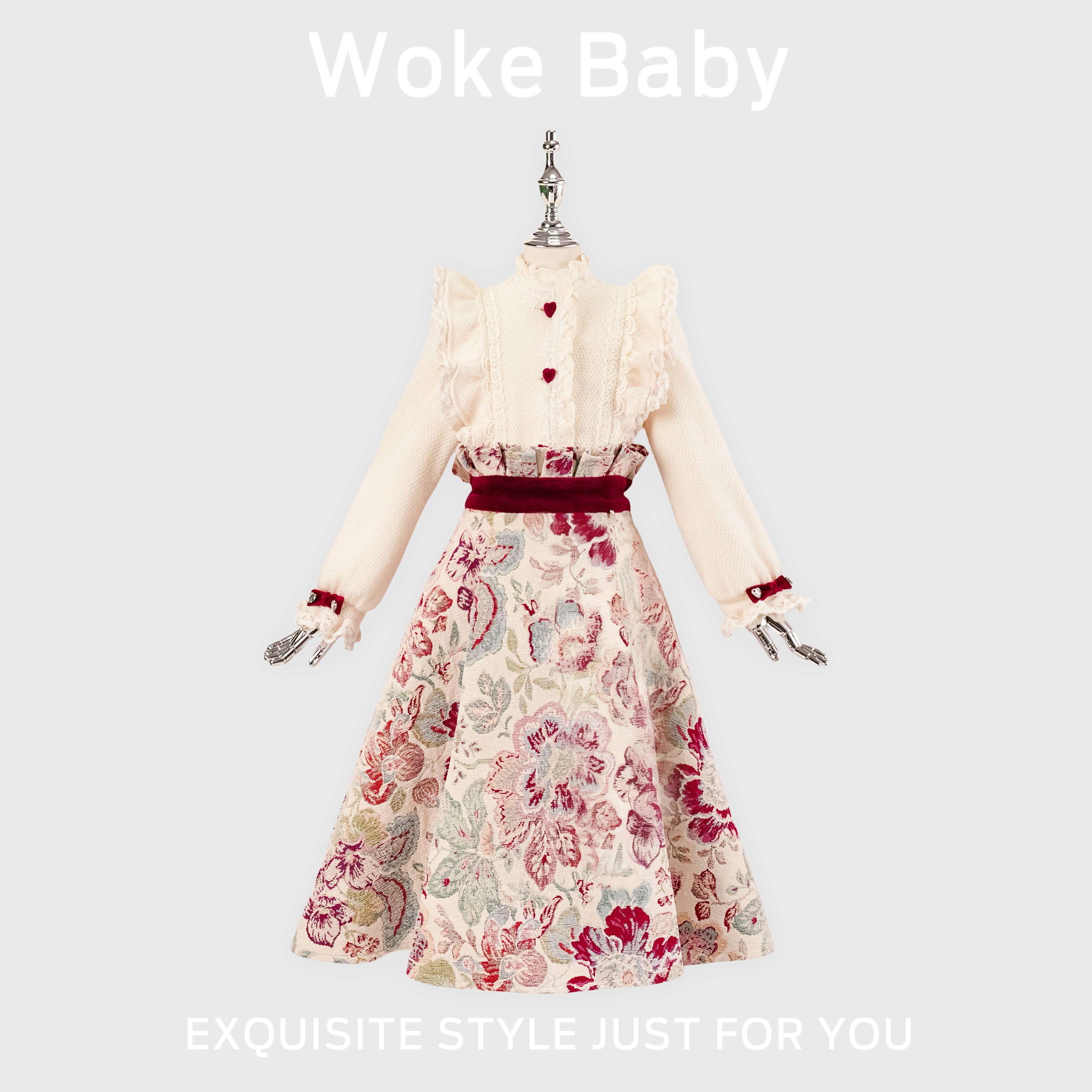 【现货】女童加厚上衣秋冬可爱中大童中领套头上衣汉服裙子V10349