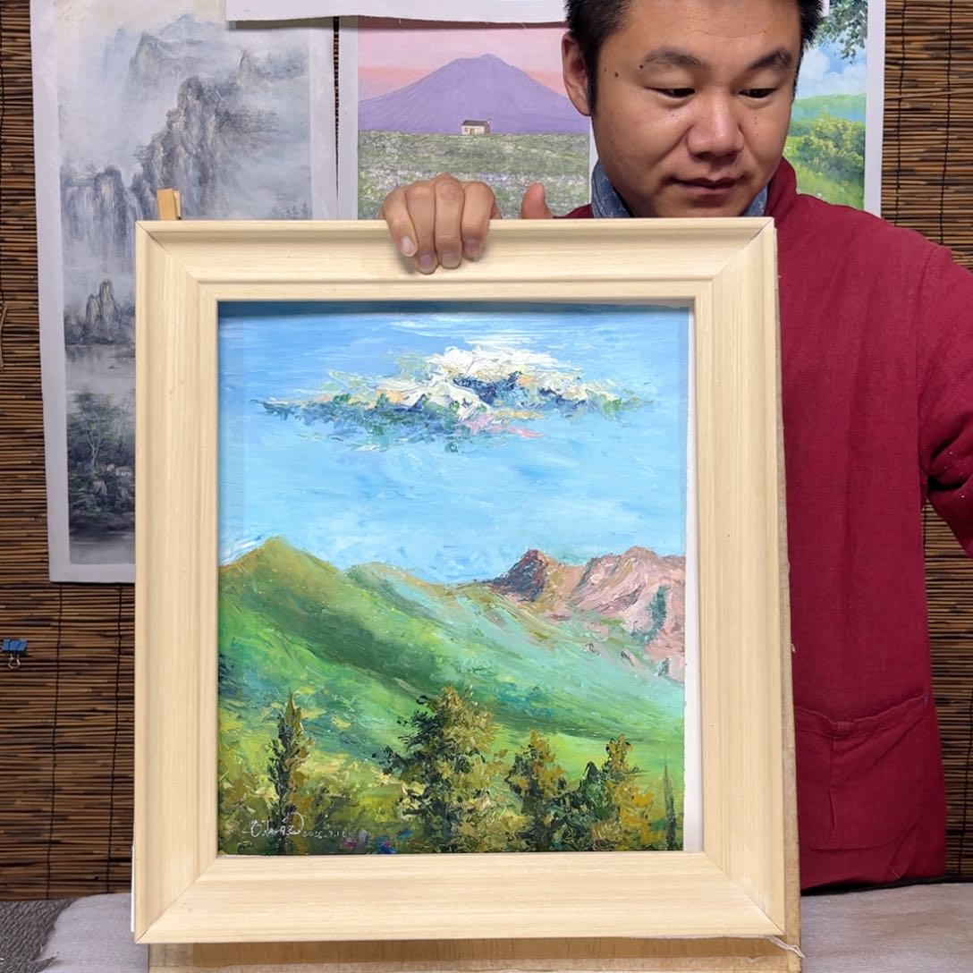 油画行路人小院绘画作品竞拍