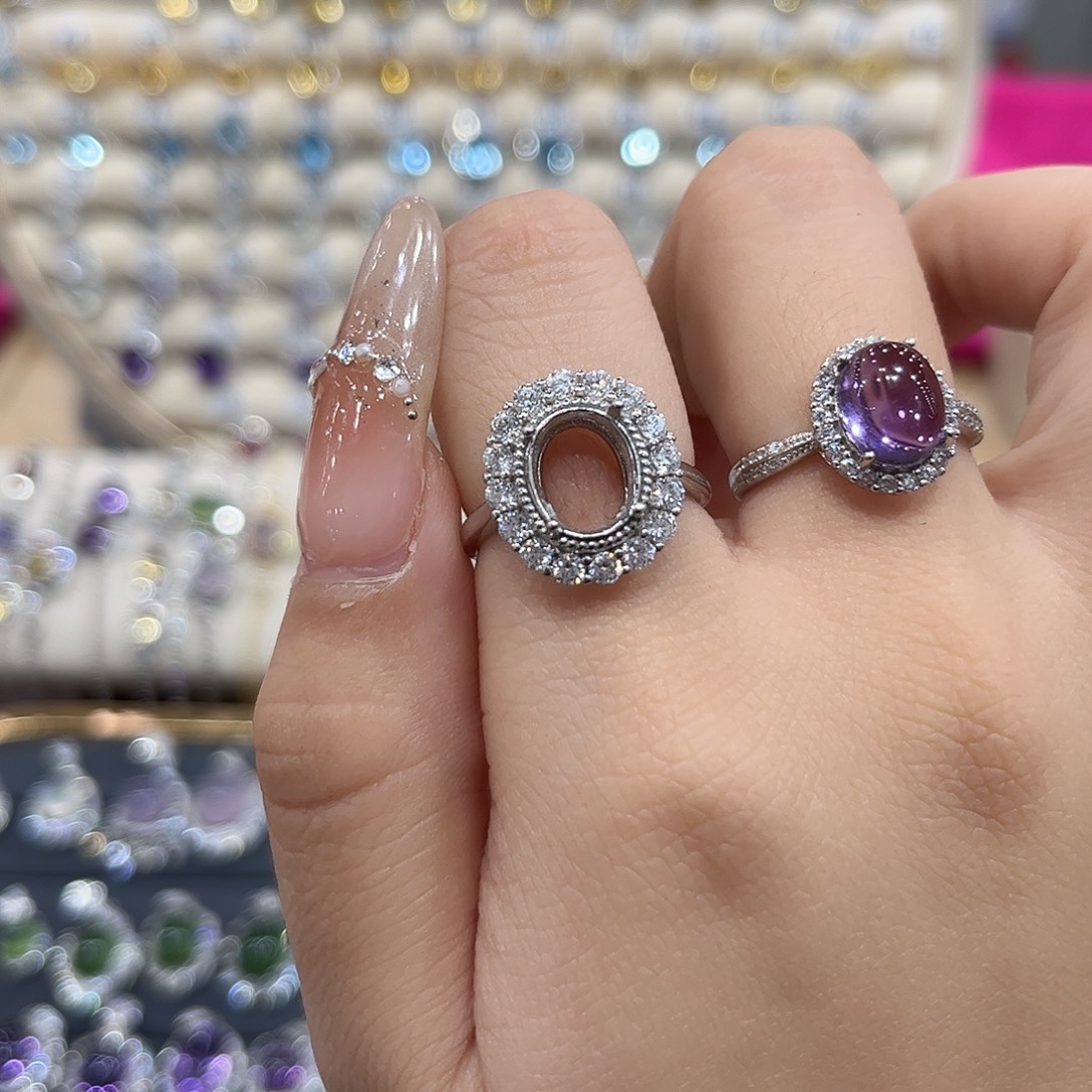 A***瓜紫晶戒指银S925镶嵌