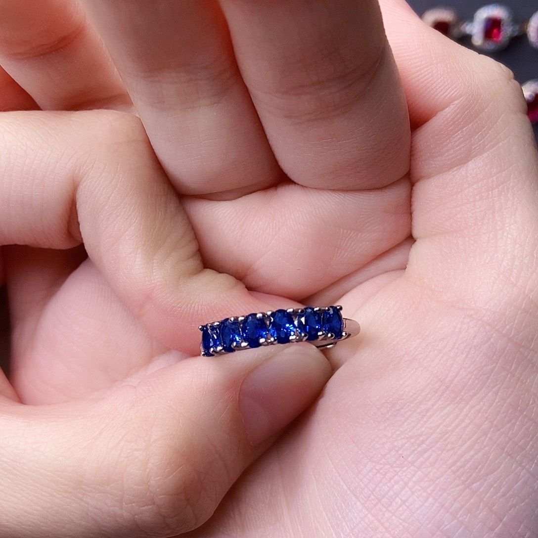 银S925镶嵌蓝宝石戒指