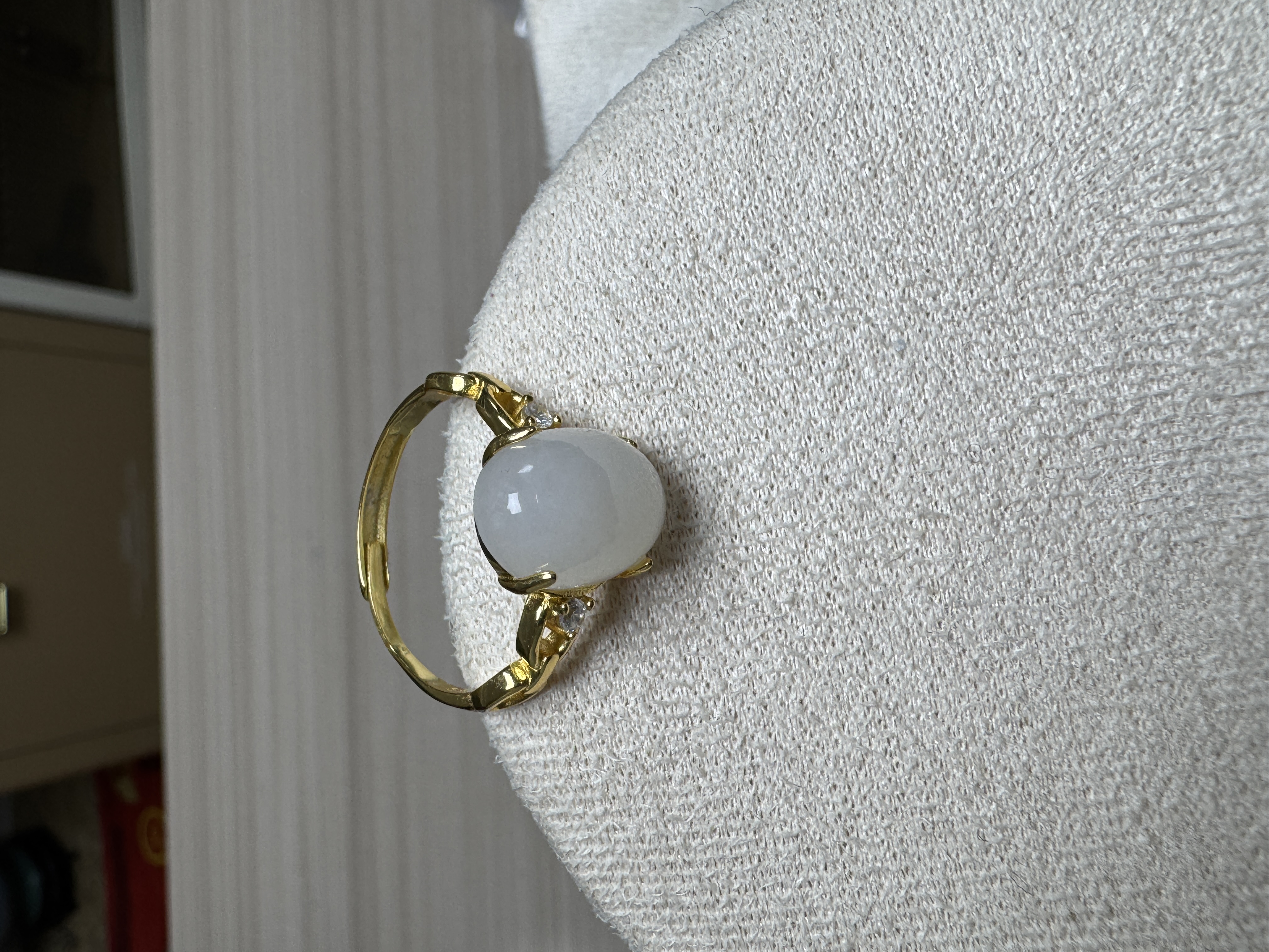 宝洲富艺S925羊脂蛋面开口戒指轻奢时尚女士开口戒多样性（发1件