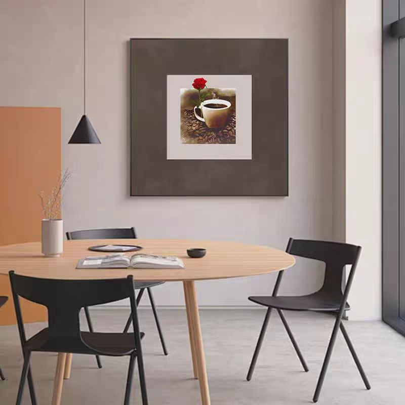 美拉德ins风现代餐厅肌理装饰画咖啡屋背景墙吧法式挂画16060