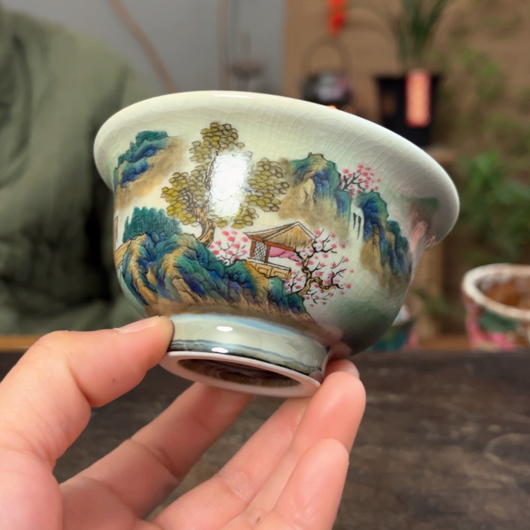 瓷片景德镇柴烧手绘杯