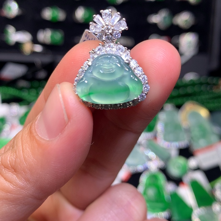 【闪购商品】翡翠颈饰银S925镶嵌天然翡翠