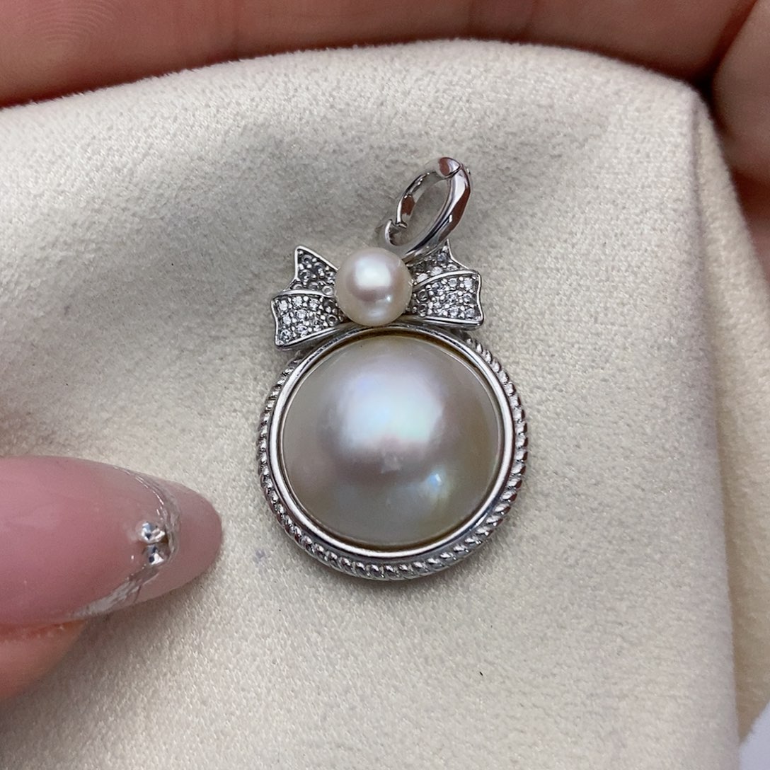 【闪购商品】拼合珍珠（马贝珠）颈饰银S925镶嵌51