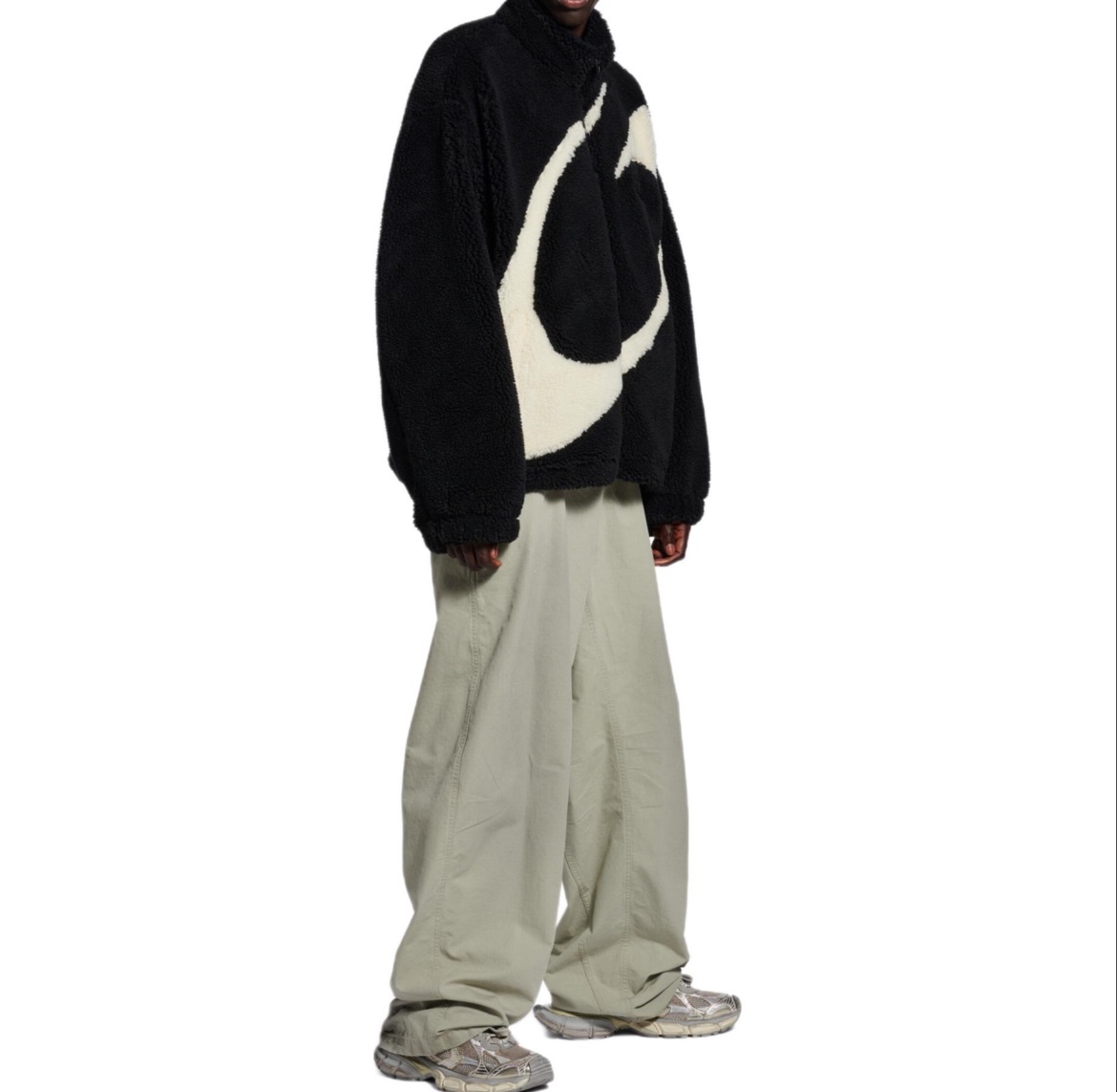 【niko&co】新款图案冬季立领高领拉链落肩绒感外套立领厚款保暖